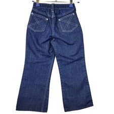 Sears Vintage 70s Flare Jeans Child 6X 21 Waist 20 Inseam Dark Wash Denim Retro