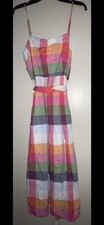 Kate Spade X Target Women's Plaid Tie Waist Midi Dress Multi Color Pockets Sz M