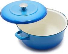 Merten & Storck 7QT Round Dutch Oven Covered Casserole, Caribbean Blue 