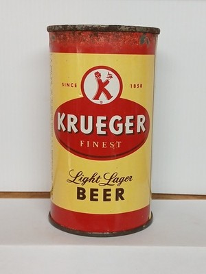 Vintage 1950's Krueger Finest Light Lager Flat Top Beer Can - Newark NJ - K-Man