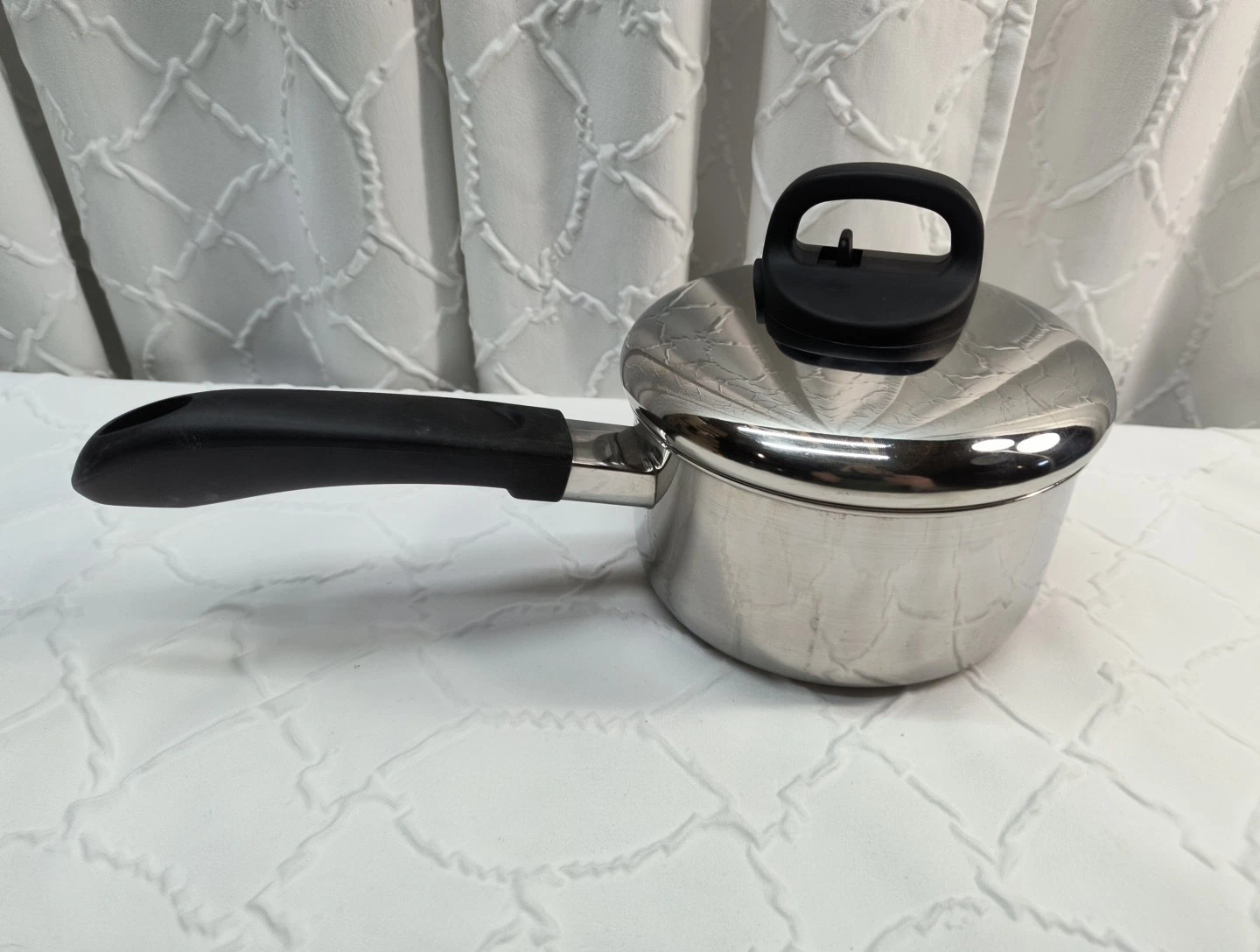 Revere Wear 1.5 Qt 96f Sauce Pan Pot w/ Vent Lid Disc Bottom Stainless Steel