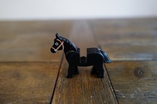 LEGO Black Horse Minifigure Animal Brown Bridle Vintage Castle Western