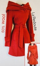 #Vintage Style Burnt Orange Wool Fit & Flare Coat - Size 8
