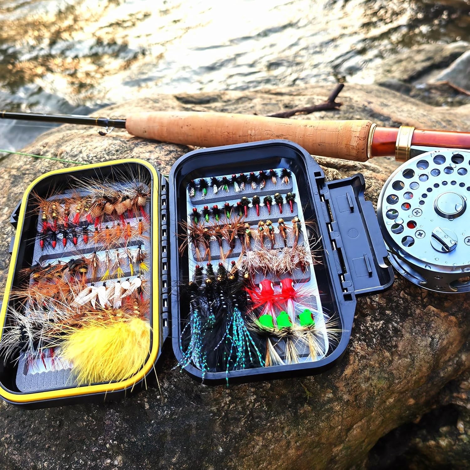 Fly Fishing Flies Assortment Kit 100pcs Wet Dry Nymph Streamer Poppers - Image 9
