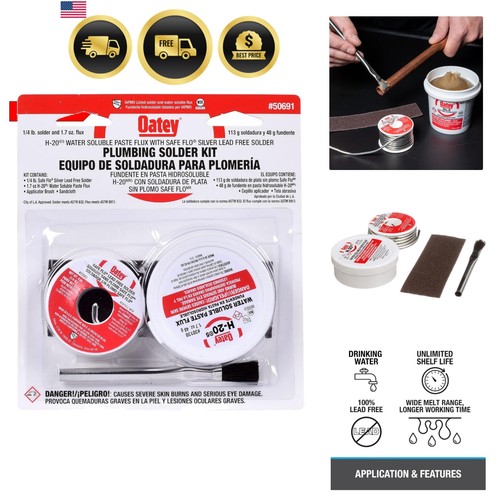 Oatay Plumbing Solder Kit, 1/4 lb solder and 1.7 oz flux