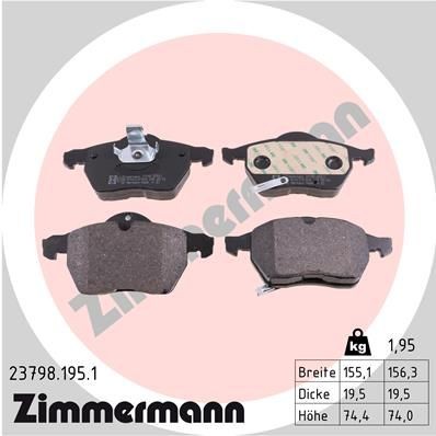 Zimmermann Bremsbelagsatz, Scheibenbremse 23798.195.1 FüR Saab Opel-image