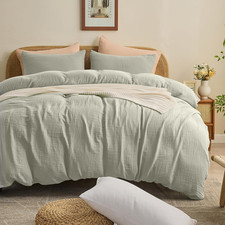 Muslin Duvet Cover Queen Size - 100 Organic Cotton, Soft Textured Gauze Weave C