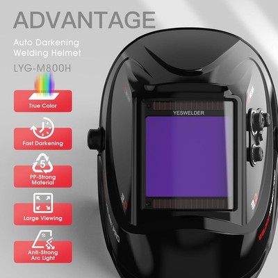 Auto Darkening Welding Helmet True Color Battery With Magnetic Welding Holder