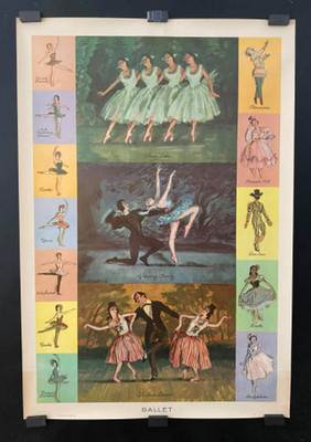 ORIGINAL Vintage Ballet Poster Sleeping Beauty Swan Lake Le Beau Danube 1959