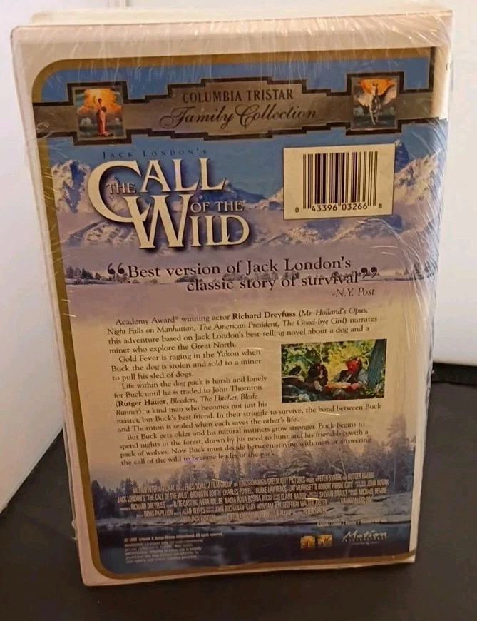 The Call of the Wild VHS Shell Case Columbia Family Collection Broken Seal 1998 - Imagem 2 de 4