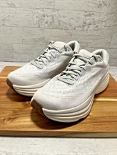 Hoka One One Bondi 8 Lunar Rock Gray / Nimbus Cloud White Mens Sz 9.5 D - MINT