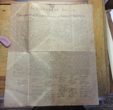 Declaration of Independence Authentic Reproduction Nat. Archives Parchment Vtg