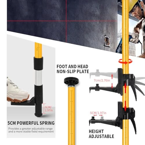Adjustable Laser Level Pole with Support Tripod,12 Ft/3.7 M Professional