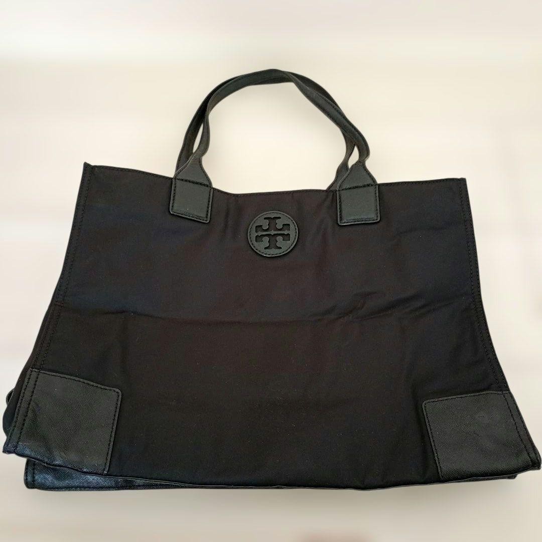 Tory Burch Ella Tote Bag Nylon Leather Black Women's From Japan thumbnail 11