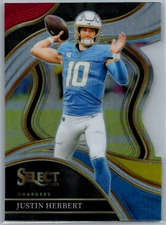 2023 Panini Select - Club Level Justin Herbert #248 Red & Yellow Prizm Die-Cut