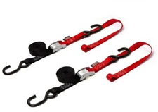 Powertye 23621 Tie-Down Cam S-Hook Soft-Tye 1"X6' Black/Red Pair