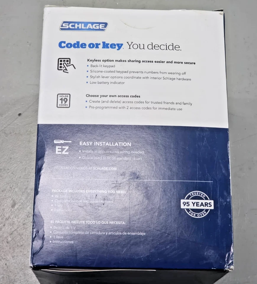 Schlage FE595 V CAM 619 ACC Teclado Camelot Acento Palanca Cerradura Puerta Níquel Satinado Foto 3 de 4