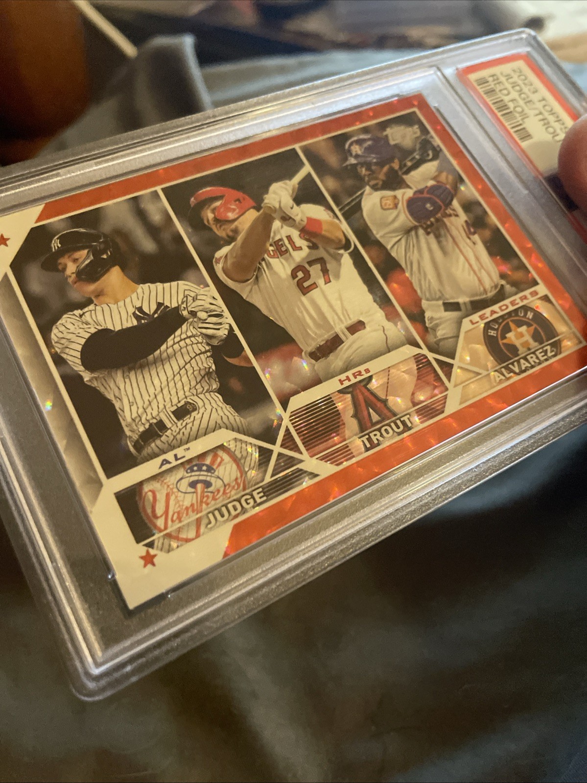 2023 Topps League Leader #246 Judge/trout/alvarez Red Foil 🔥psa 10🔥 view 10