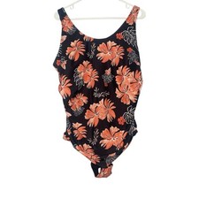 Daci One Piece Swimsuit Sz 20W Slimming Plus Size Tummy Control Black Orange