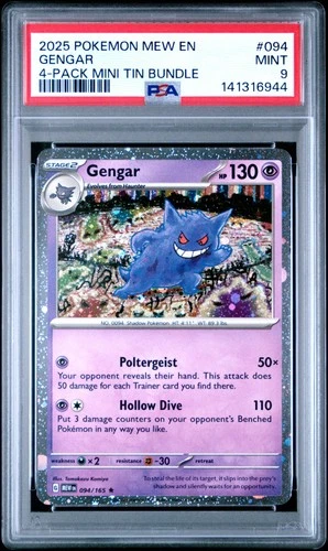2025 POKEMON PROMO 4-PACK MINI TIN BUNDLE #094 GENGAR PSA 9