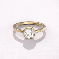 Diamant Damen Ring 1,00 Karat Rundschliff Solitär 18K Gelbgold IGI Lab Grown