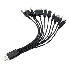Cable cargador universal USB a enchufe múltiple para teléfono celular cable USB de 10 a 1 para