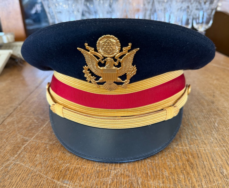 United States Army Dress Visor Hat Size 7 1/4 with Red Band Flight Ace _ Named