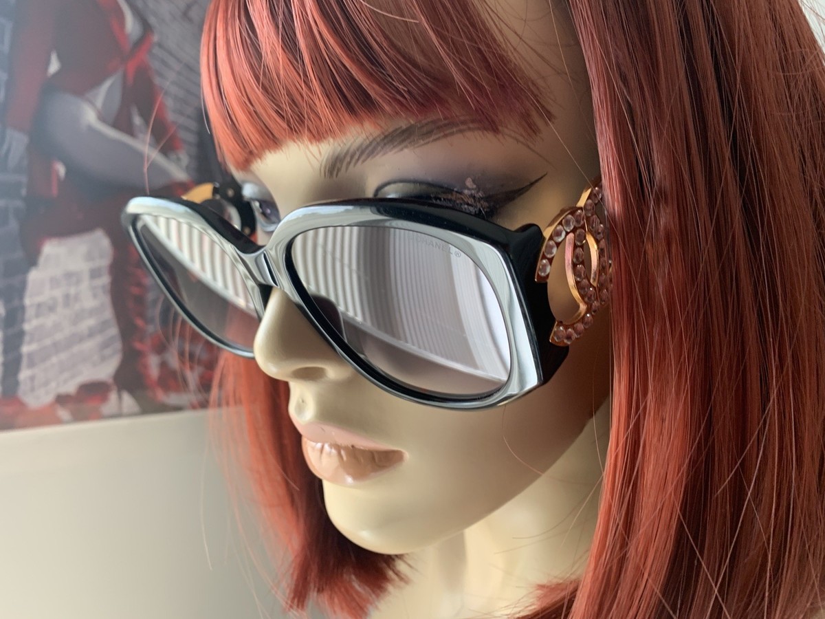 Women's Coco Chanel Mark Rhinestone Rectangle a71498 Sunglasses | eBay