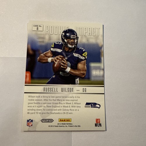 2012 Panini Prizm Russell Wilson Rookie Impact Silver RC Seahawks #8 Seattle - Picture 2 of 2