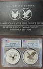 2pc Set - 2021 $1 1-oz Reverse Proof American Silver Eagle Designer PCGS PR70