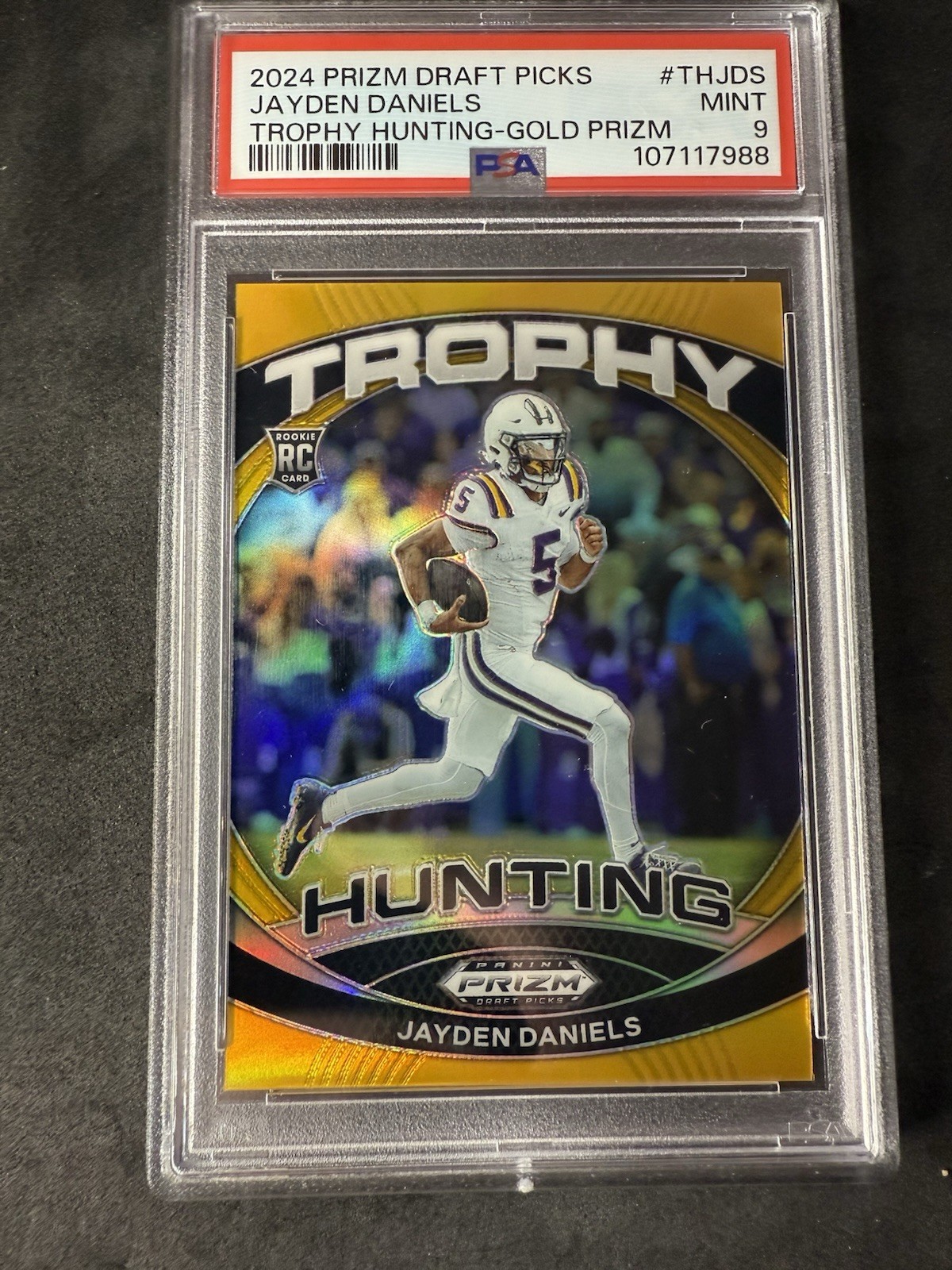 2024 Prizm Draft Jayden Daniels Trophy Hunting Gold Prizm #/10 PSA 9 Rookie RC