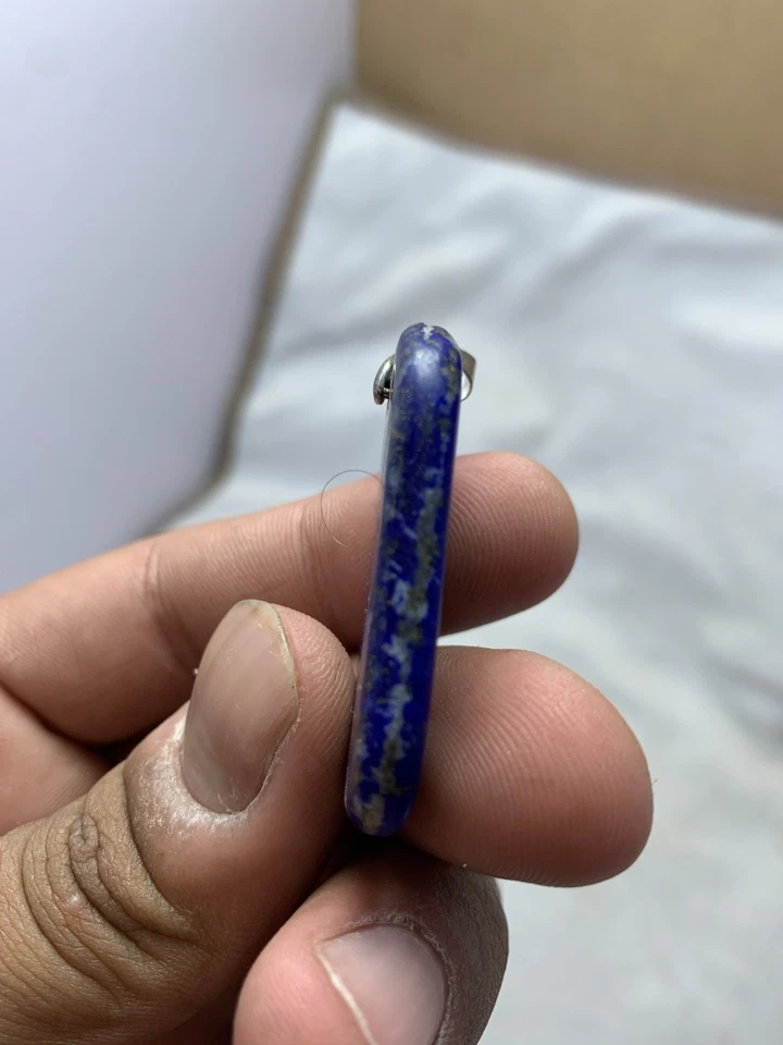 925 Sterling Silver Natural Lapis Lazulli Tumbeled stone Necklace Pendant - Image 3 of 4