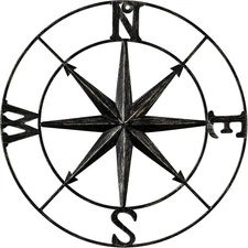 13" Compass Wall Decor Decorative round Metal Compass Distressed Wall Décor Naut