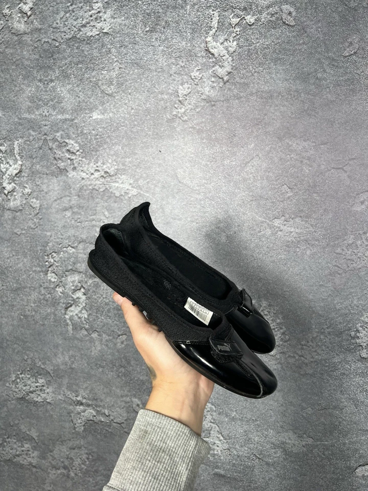 Vintage Puma Black Patent Leather Ballet Flats With Mesh - Image 2 of 4