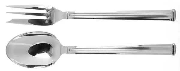Christofle Triade Silverplate Solid Serving Set Large 10" Fork & Spoon / No Mono
