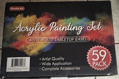 Shuttle Art Acryl Malset 59-teilig mit Tisch-Staffelei & Leinwand (NEU)