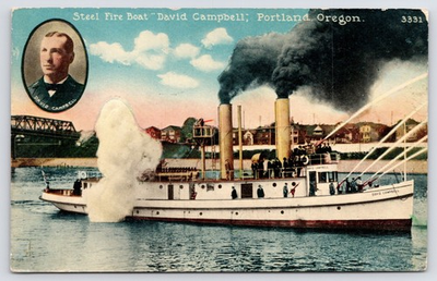 #ad #ad Portland Oregon 1912 Steel Fire Boat quot;David Campbellquot; Pittsburgh?* b. Fire Chief $16.00