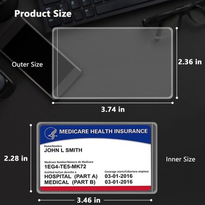 10 Pack Medicare & Social Security Card Holders  Clear ID Sleeves,  Unbranded, Wallet Organizers Medicare Card Holders