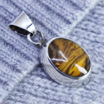 antique sterling 925 silver handmade pendant with glittering goldstone