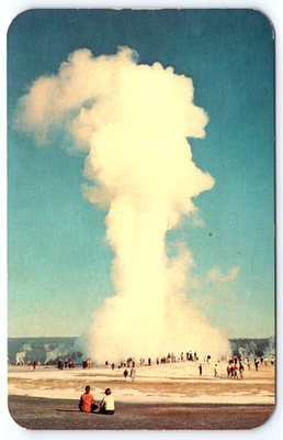 #ad Yellowstone National Park USA Old Faithful Geyser People Vintage Photo Postcard $0.99