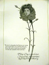 John Cecil Clay CARNATION GIRL 1904 Deco Print Matted