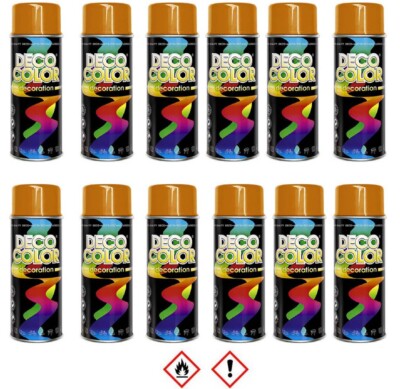 DECO COLOR 12er Sparpack 400ml Lackspray Sprühlack Sprühfarbe Lack Farbe wählbar