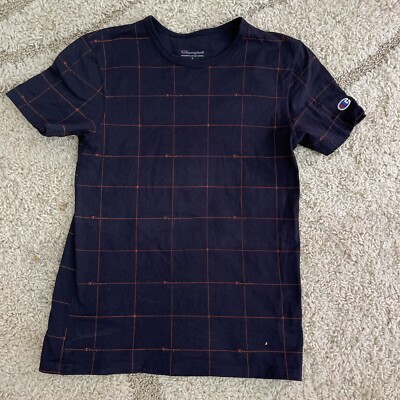 champion mens navy blue logo printed t-shirt size s