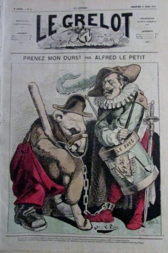 CARICATURE POLITIQUE OURS TAMBOUR  JOURNAL SATIRIQUE LE GRELOT N° 51 de 1872   - Photo 1/1