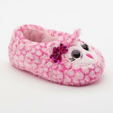 NWT - Girl's Owl Faux Fur Slippers - Pink - Size Small 10/11 