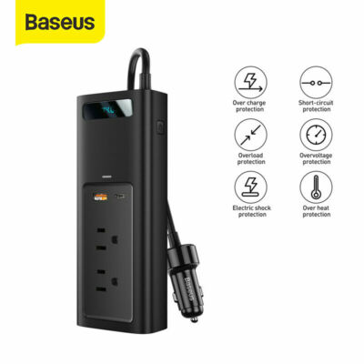 Baseus 150W Car Power Inverter DC 12V to AC 110V Converter USB Type C Charger