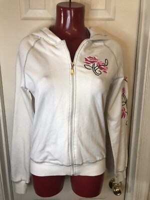 NWT Nana Fashions Embroidered Flowers Full Zip Light Hoodie Woman s Medium