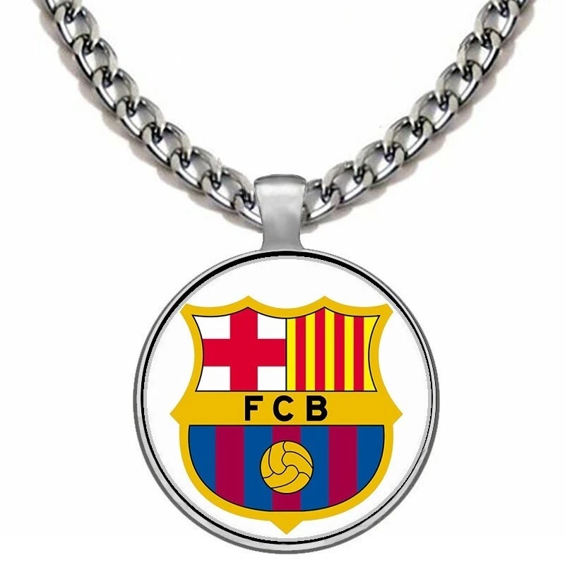 Juego de 2 brazaletes grandes de 24" de acero inoxidable para hombre FC Barcelona D5D6 Foto 2 de 4