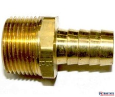 1/2" Barb x 3/4" NPT Male Brass Hose Fitting, Air Gas Fuel Water FM98 Interstate