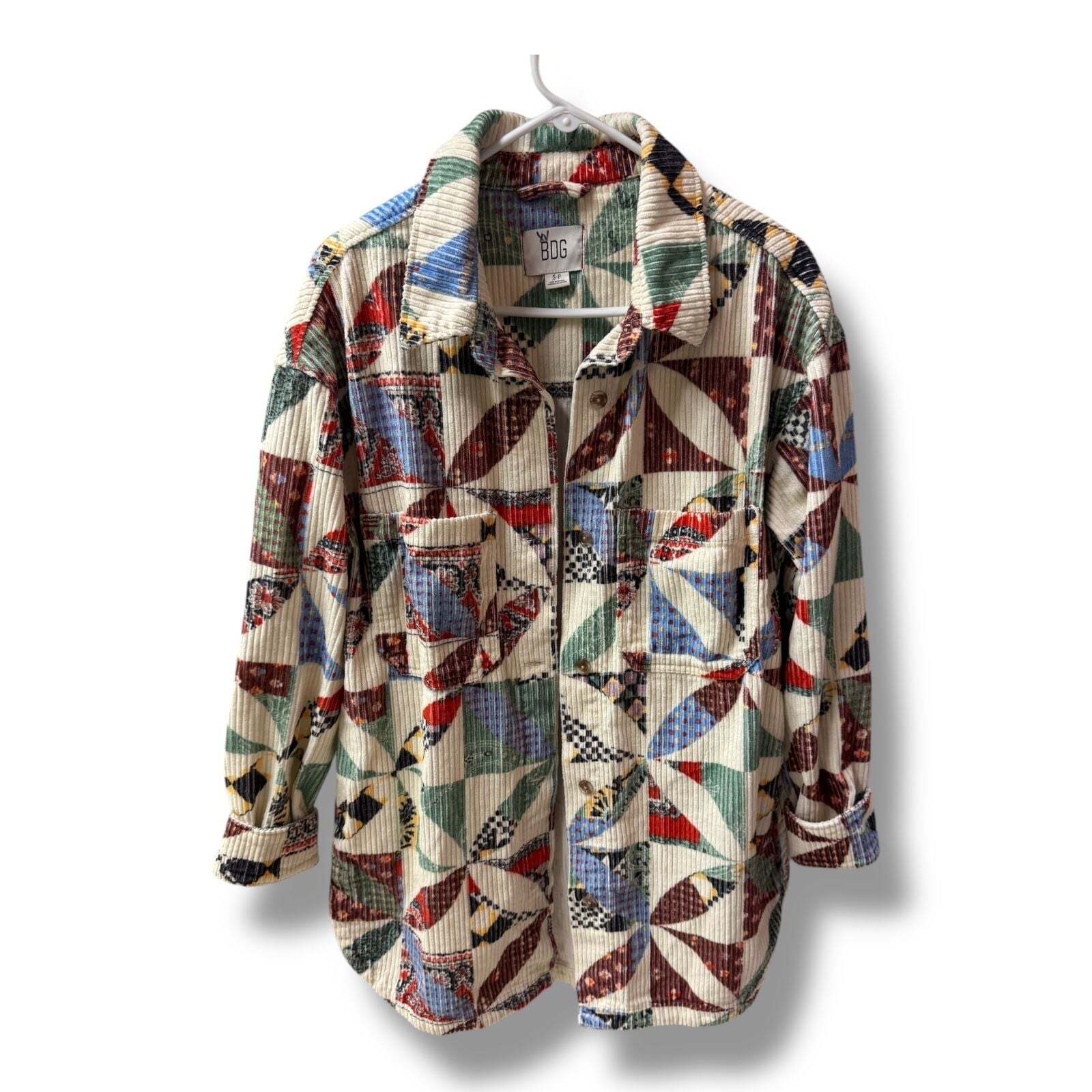 BDG Size S Oversized Corduroy Patchwork Jacket - image 1